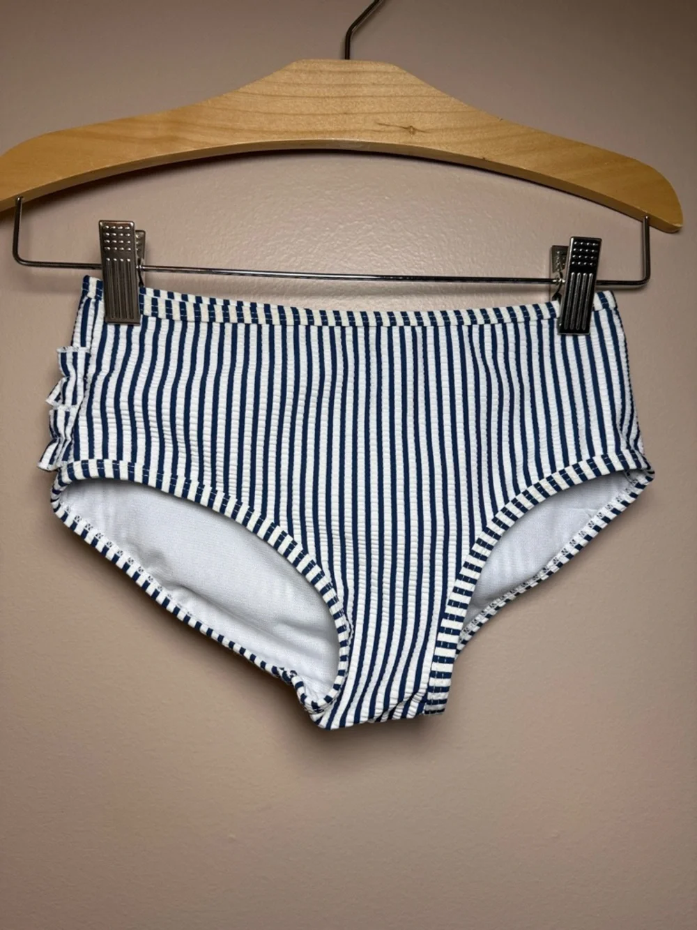 Ruffle Butts Seersucker Navy White Stripe 2 Piece Swimsuit Girls 7